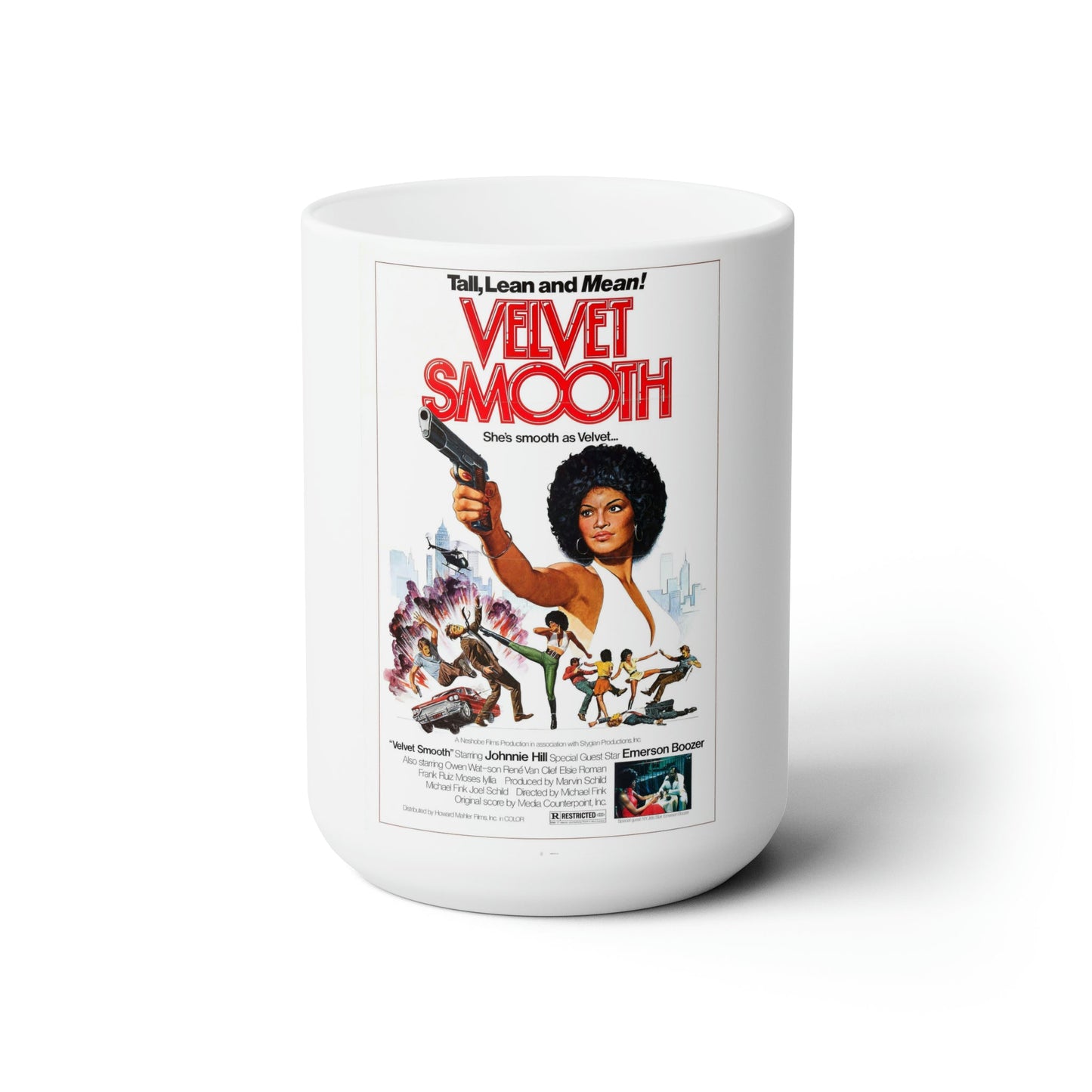 VELVET SMOOTH 1976 Movie Poster - White Coffee Cup 15oz-15oz-The Sticker Space