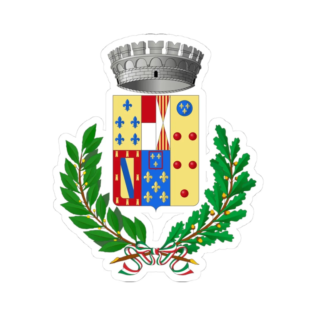 Venetico-Stemma (Italy) (Coat of Arms) STICKER Vinyl Kiss-Cut Decal 3 Inch White - The Sticker Space