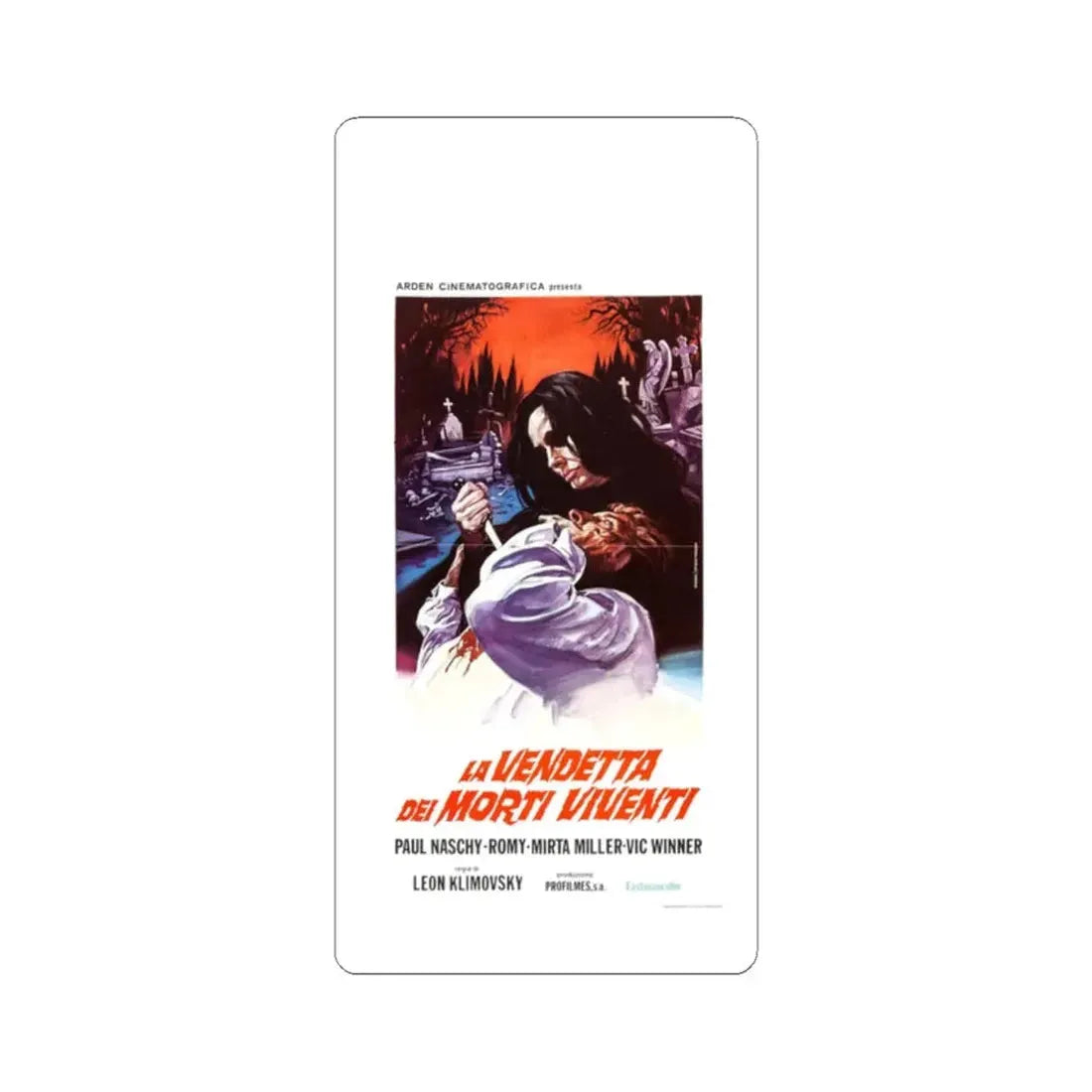 VENGEANCE OF THE ZOMBIES (ITALIAN) 1973 Movie Poster - STICKER Vinyl Kiss-Cut Decal 2 Inch White - The Sticker Space