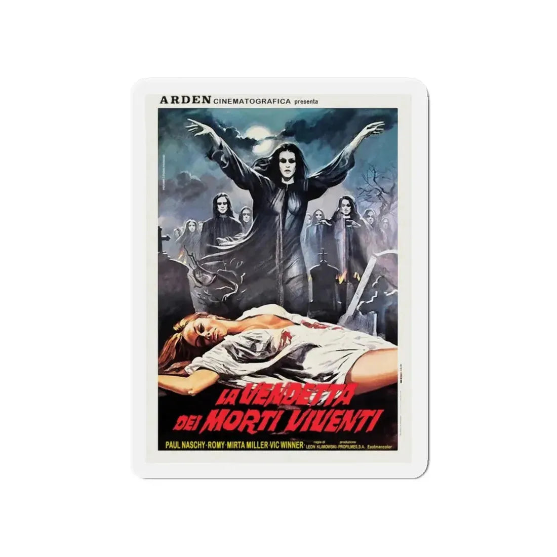 VENGEANCE OF THE ZOMBIES (ITALIAN 2) 1973 Movie Poster - Refrigerator Magnet 4 Inch Die-Cut - The Sticker Space