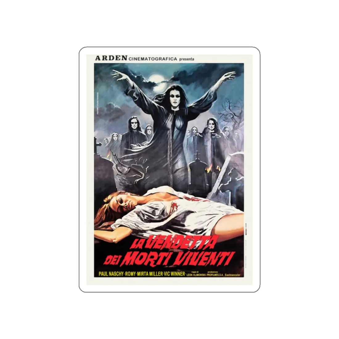 VENGEANCE OF THE ZOMBIES (ITALIAN 2) 1973 Movie Poster STICKER Vinyl Die-Cut Decal 2 Inch - The Sticker Space