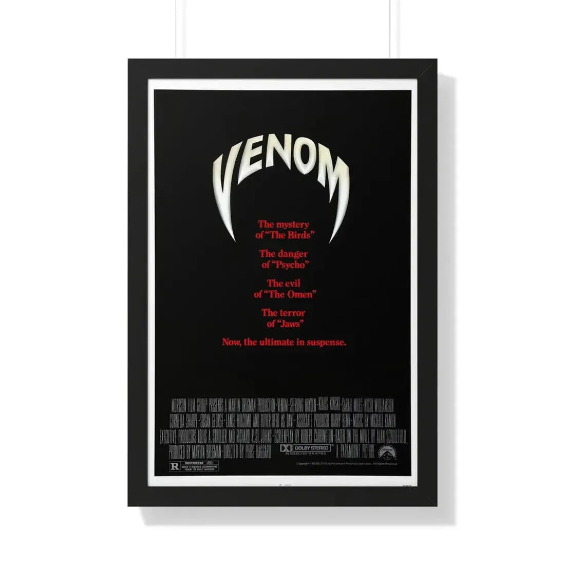 VENOM 1981 - Framed Movie Poster 20" x 30" Black - The Sticker Space