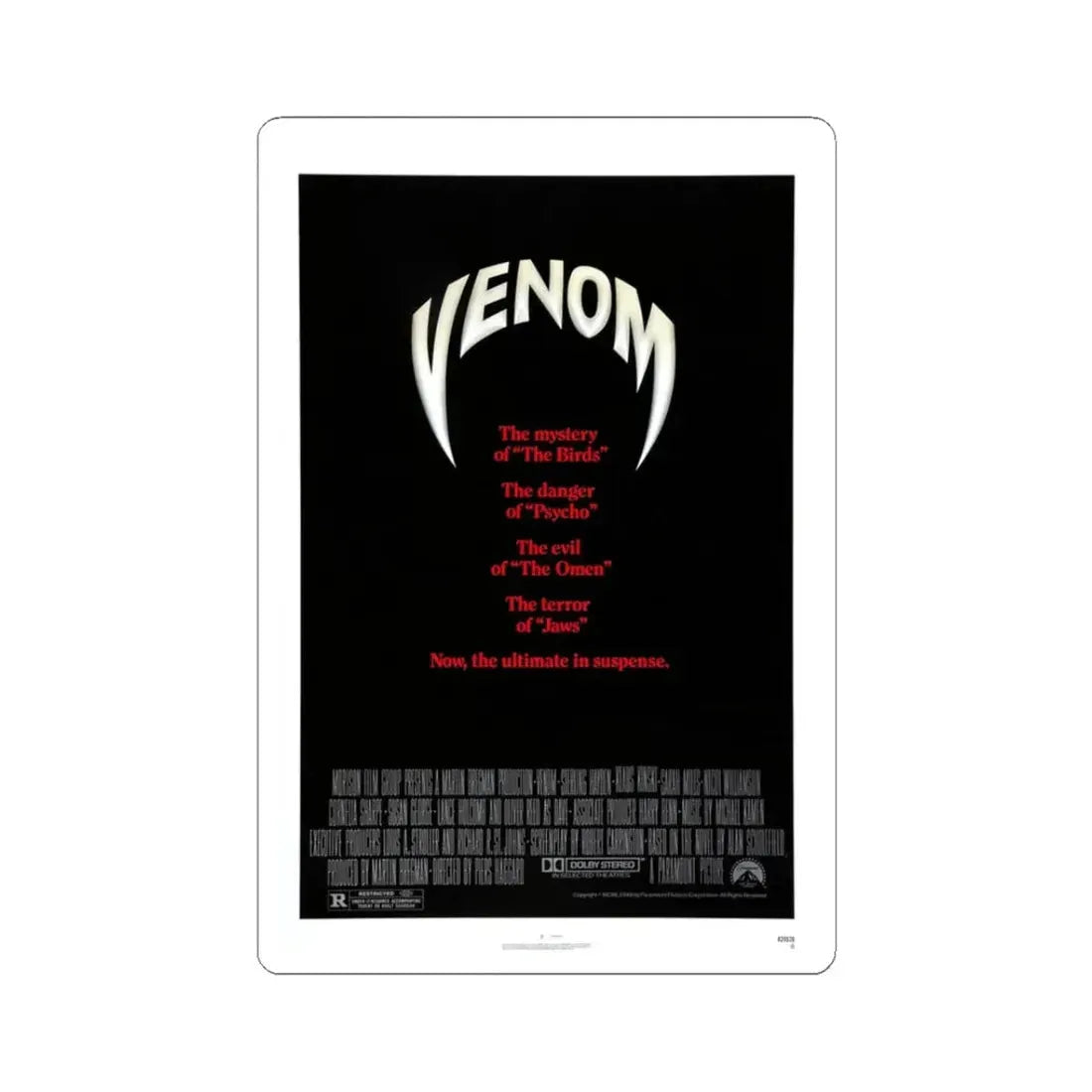 VENOM 1981 Movie Poster - STICKER Vinyl Kiss-Cut Decal 3 Inch White - The Sticker Space