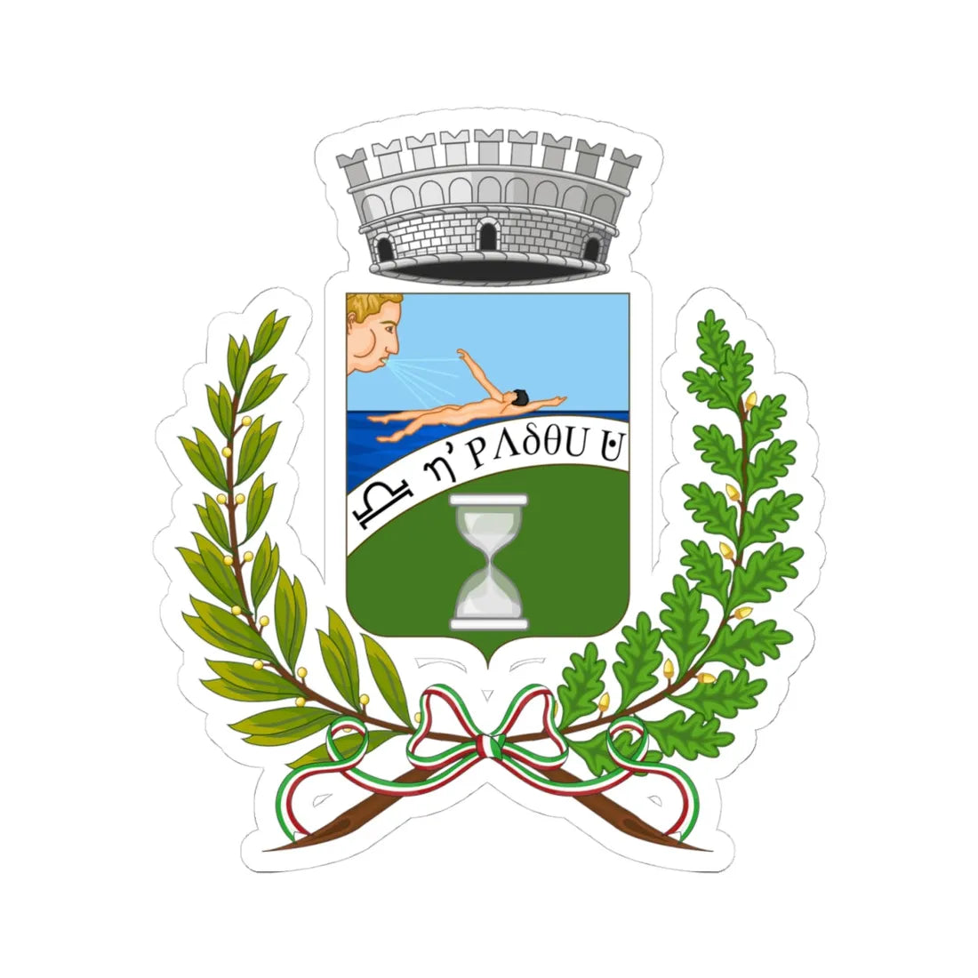 Ventotene-Stemma (Italy) (Coat of Arms) STICKER Vinyl Kiss-Cut Decal 4 Inch White - The Sticker Space