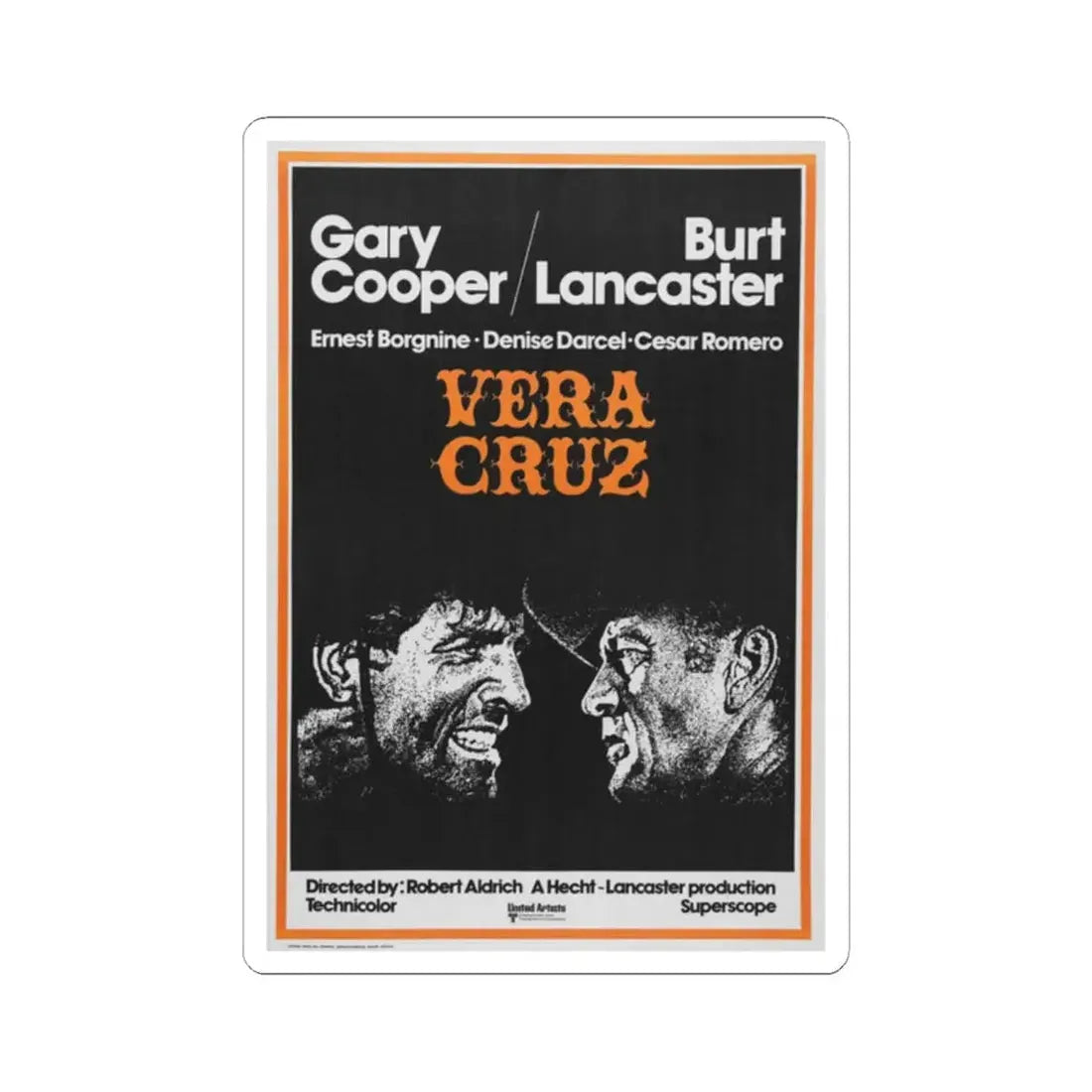 Vera Cruz 1954 Movie Poster - STICKER Vinyl Kiss-Cut Decal 2 Inch White - The Sticker Space