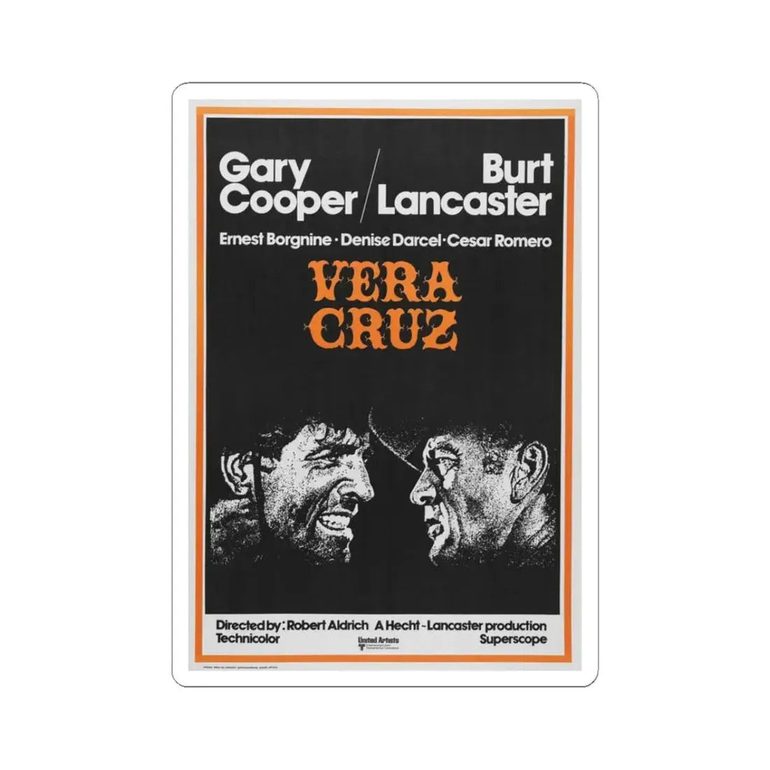 Vera Cruz 1954 Movie Poster - STICKER Vinyl Kiss-Cut Decal 3 Inch White - The Sticker Space