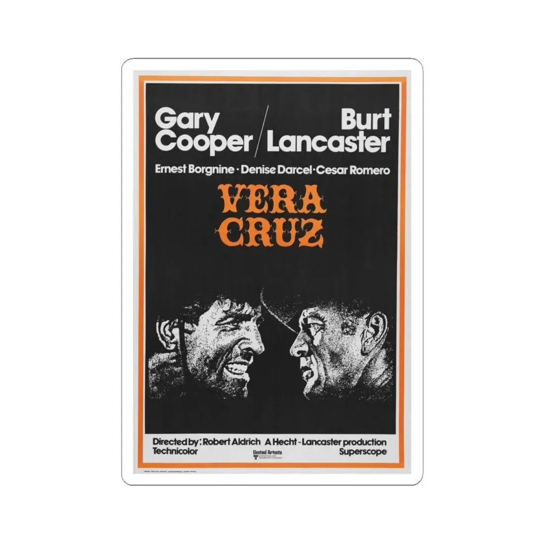 Vera Cruz 1954 Movie Poster - STICKER Vinyl Kiss-Cut Decal 4 Inch White - The Sticker Space