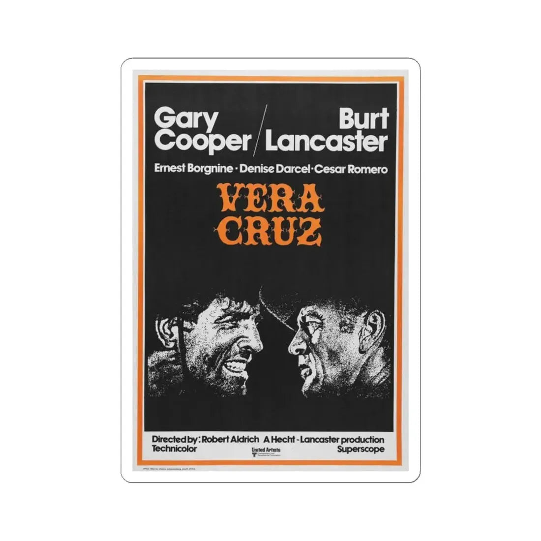 Vera Cruz 1954 Movie Poster - STICKER Vinyl Kiss-Cut Decal 6 Inch White - The Sticker Space