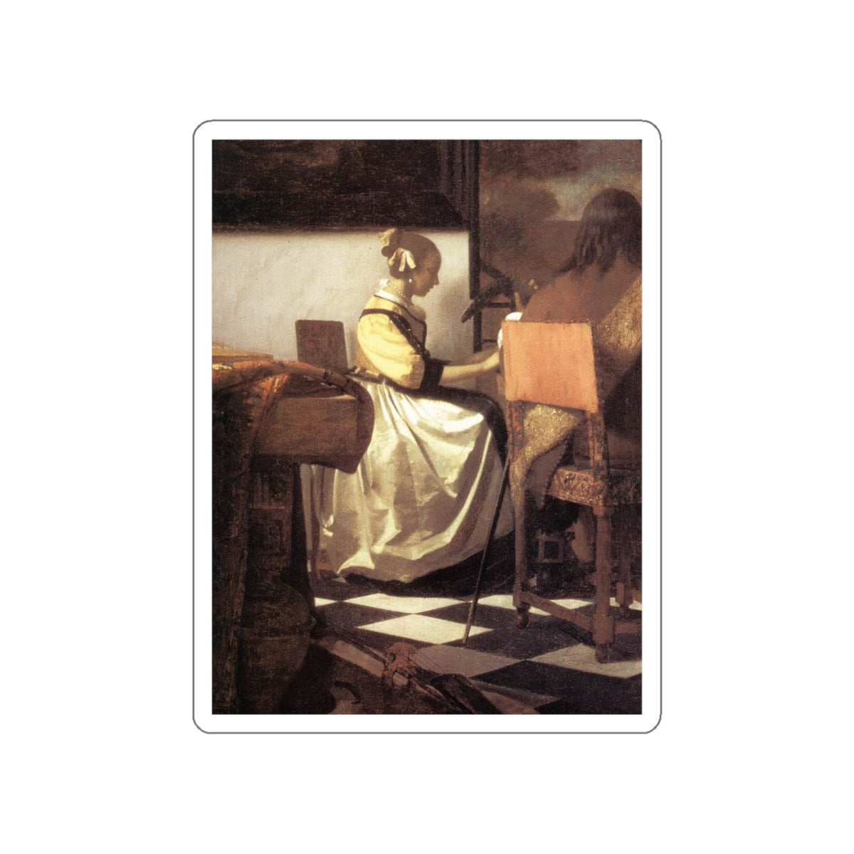 VERMEER, Johannes - The Concert (detail) (Artwork) STICKER Vinyl Die-Cut Decal-White-The Sticker Space