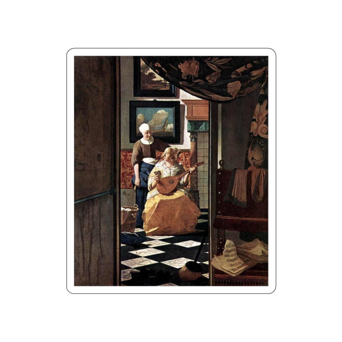 VERMEER, Johannes - The Love Letter (Artwork) STICKER Vinyl Die-Cut Decal-White-The Sticker Space