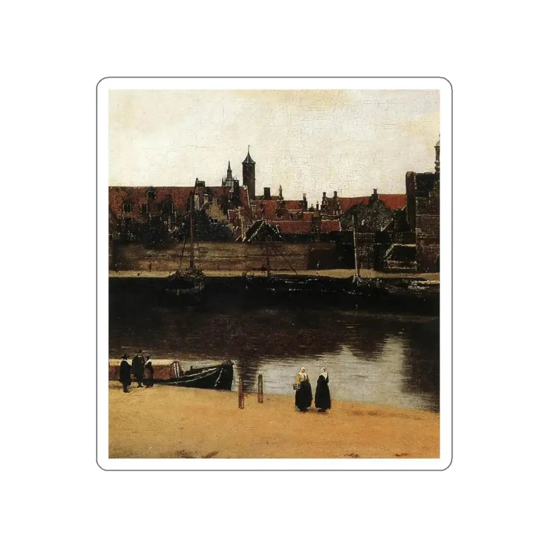 VERMEER, Johannes - View of Delft (detail)4 (Artwork) STICKER Vinyl Die-Cut Decal White Die-Cut 3 Inch - The Sticker Space