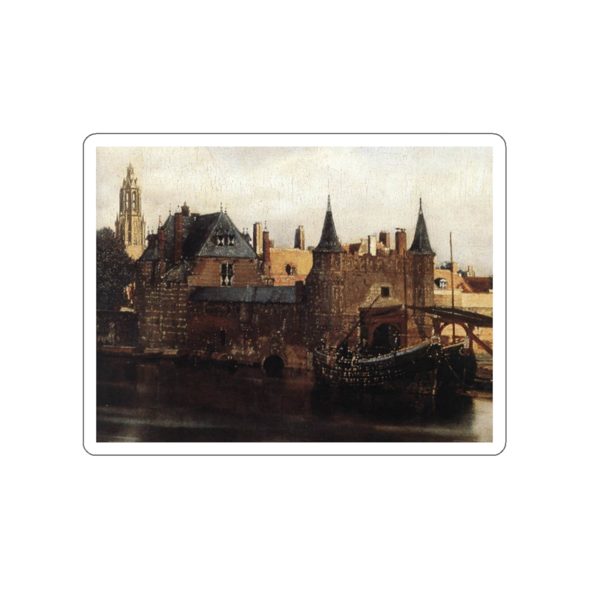 VERMEER, Johannes - View of Delft (detail) (Artwork) STICKER Vinyl Die-Cut Decal-White-The Sticker Space