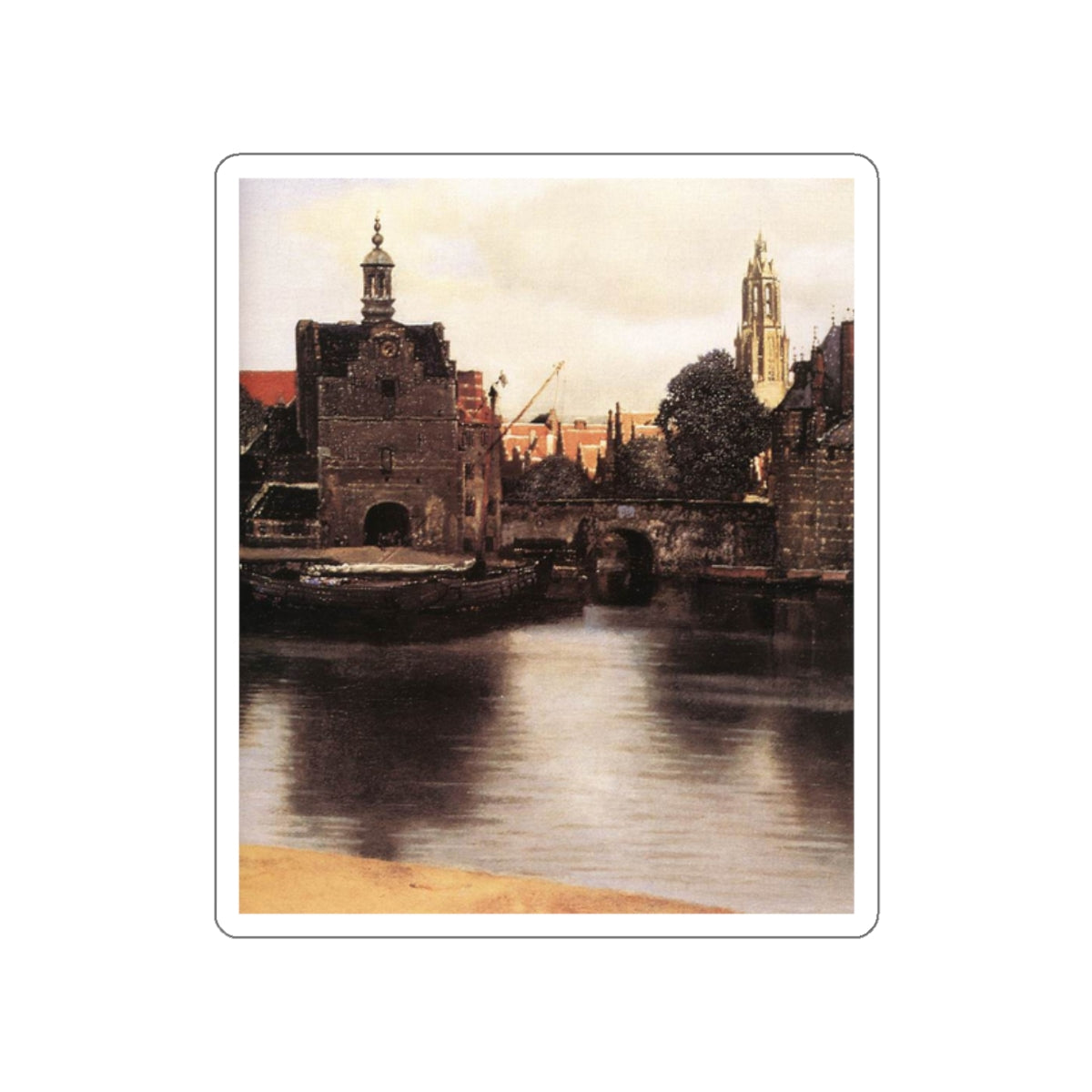 VERMEER, Johannes - View of Delft (detail)3 (Artwork) STICKER Vinyl Die-Cut Decal-White-The Sticker Space