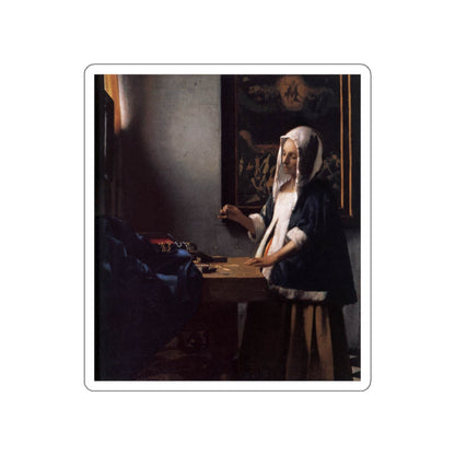 VERMEER, Johannes - Woman Holding a Balance (Artwork) STICKER Vinyl Die-Cut Decal-White-The Sticker Space