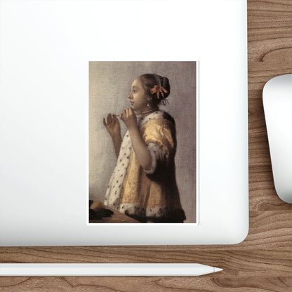 VERMEER, Johannes - Woman with a Pearl Necklace (detail) (Artwork) STICKER Vinyl Die-Cut Decal-The Sticker Space