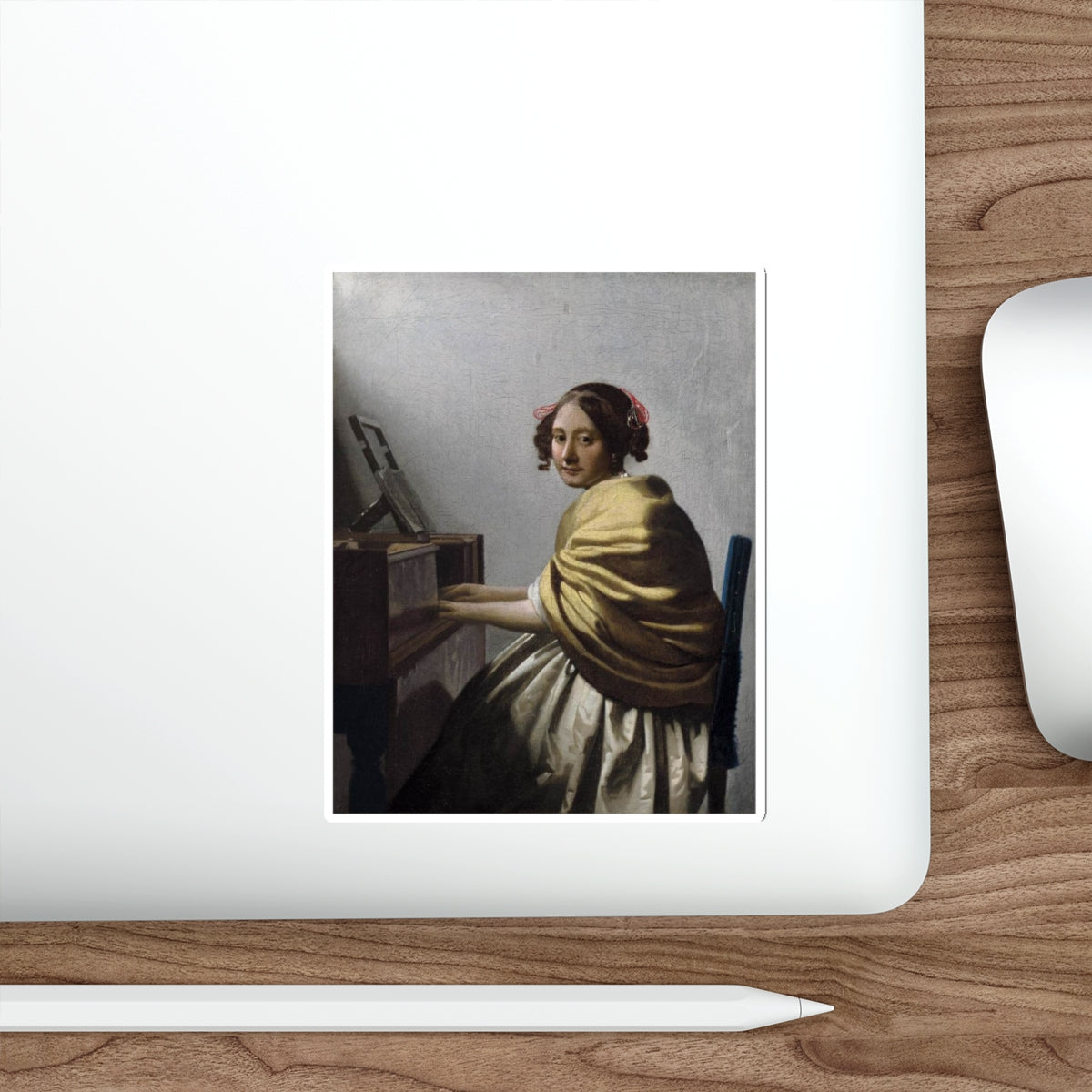 VERMEER, Johannes - Young Woman Seated at the Virginals (Artwork) STICKER Vinyl Die-Cut Decal-The Sticker Space