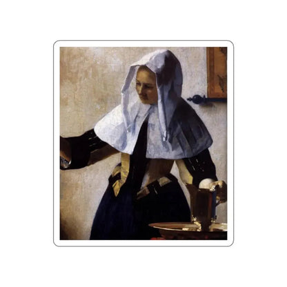 VERMEER, Johannes - Young Woman with a Water Jug (detail)2 (Artwork) STICKER Vinyl Die-Cut Decal White Die-Cut 2 Inch - The Sticker Space