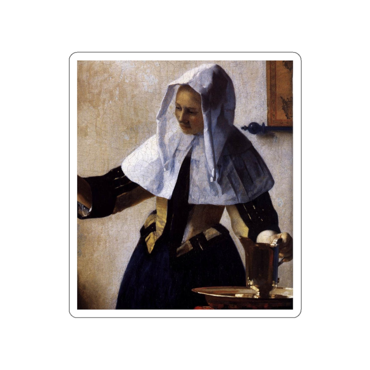 VERMEER, Johannes - Young Woman with a Water Jug (detail)2 (Artwork) STICKER Vinyl Die-Cut Decal-White-The Sticker Space