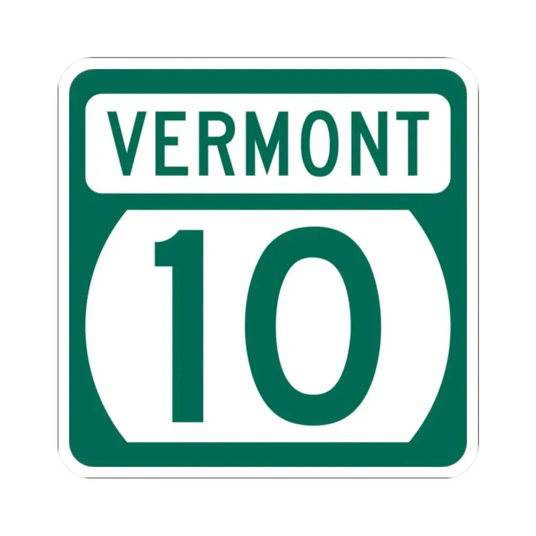 Vermont 10 (Vermont) (Road Sign) STICKER Vinyl Kiss-Cut Decal 2 Inch White - The Sticker Space