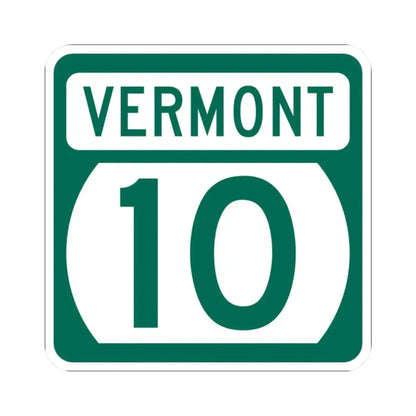 Vermont 10 (Vermont) (Road Sign) STICKER Vinyl Kiss-Cut Decal 2 Inch White - The Sticker Space