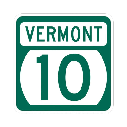 Vermont 10 (Vermont) (Road Sign) STICKER Vinyl Kiss-Cut Decal 2 Inch White - The Sticker Space