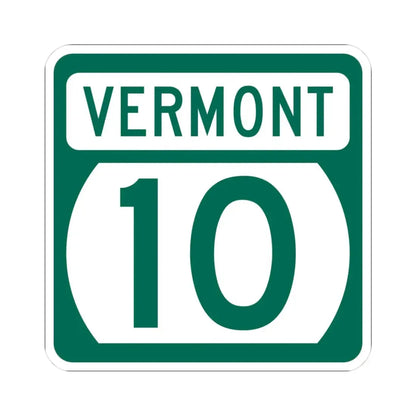 Vermont 10 (Vermont) (Road Sign) STICKER Vinyl Kiss-Cut Decal 3 Inch White - The Sticker Space