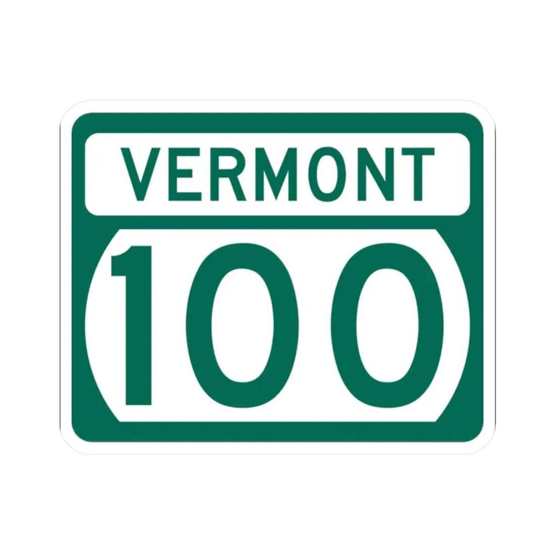 Vermont 100 (Vermont) (Road Sign) STICKER Vinyl Kiss-Cut Decal 2 Inch White - The Sticker Space