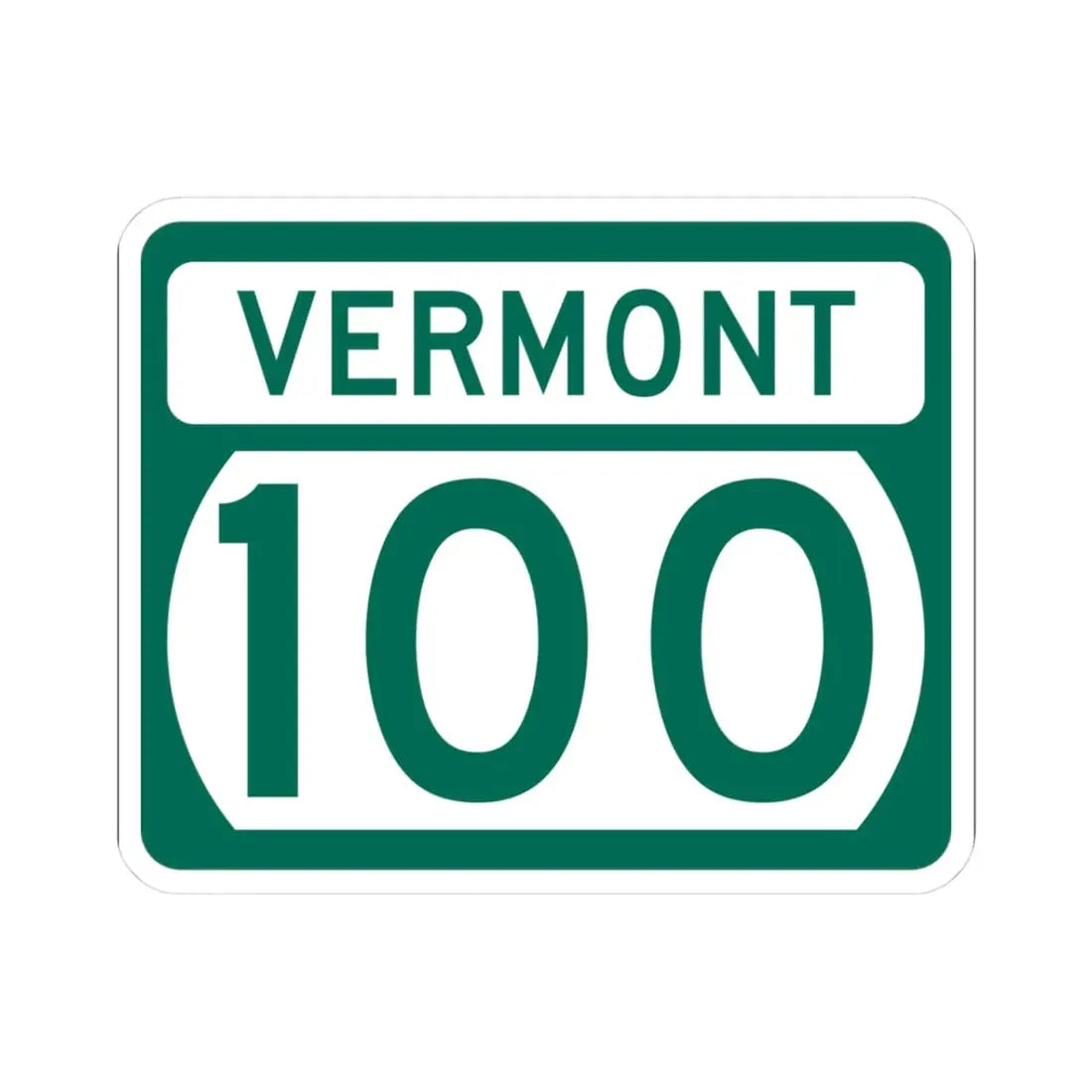 Vermont 100 (Vermont) (Road Sign) STICKER Vinyl Kiss-Cut Decal 3 Inch White - The Sticker Space