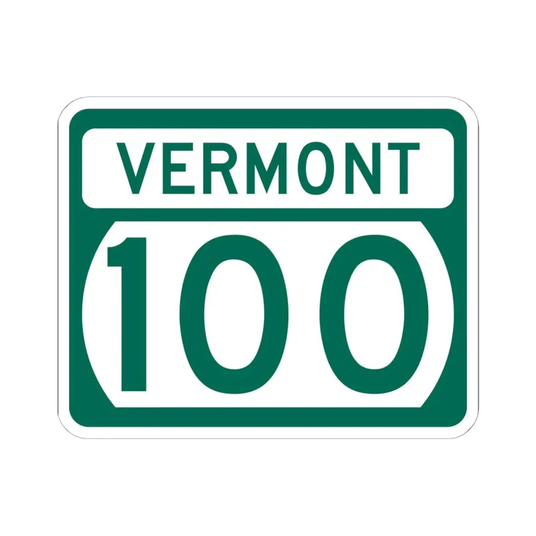 Vermont 100 (Vermont) (Road Sign) STICKER Vinyl Kiss-Cut Decal 6 Inch White - The Sticker Space