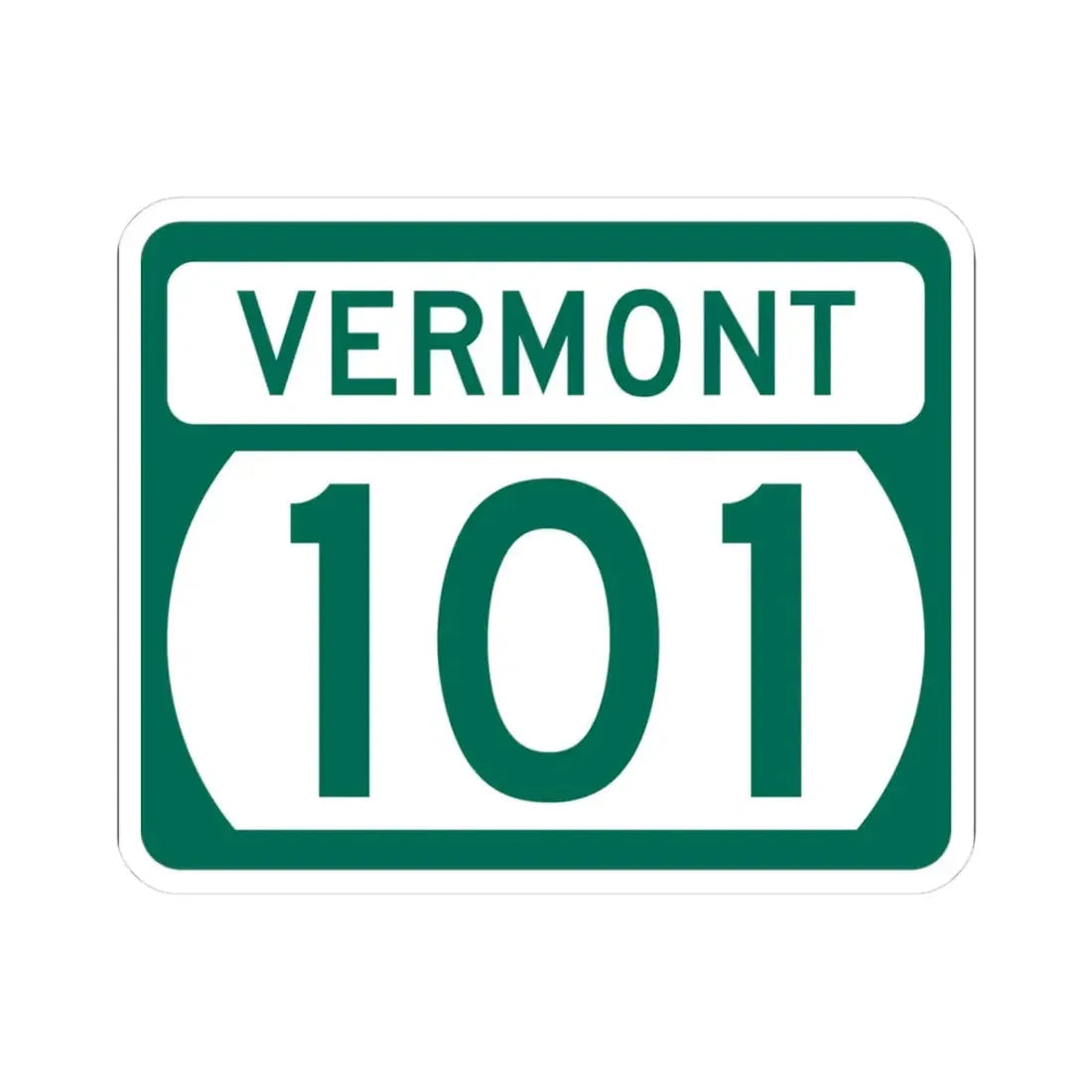 Vermont 101 (Vermont) (Road Sign) STICKER Vinyl Kiss-Cut Decal 3 Inch White - The Sticker Space