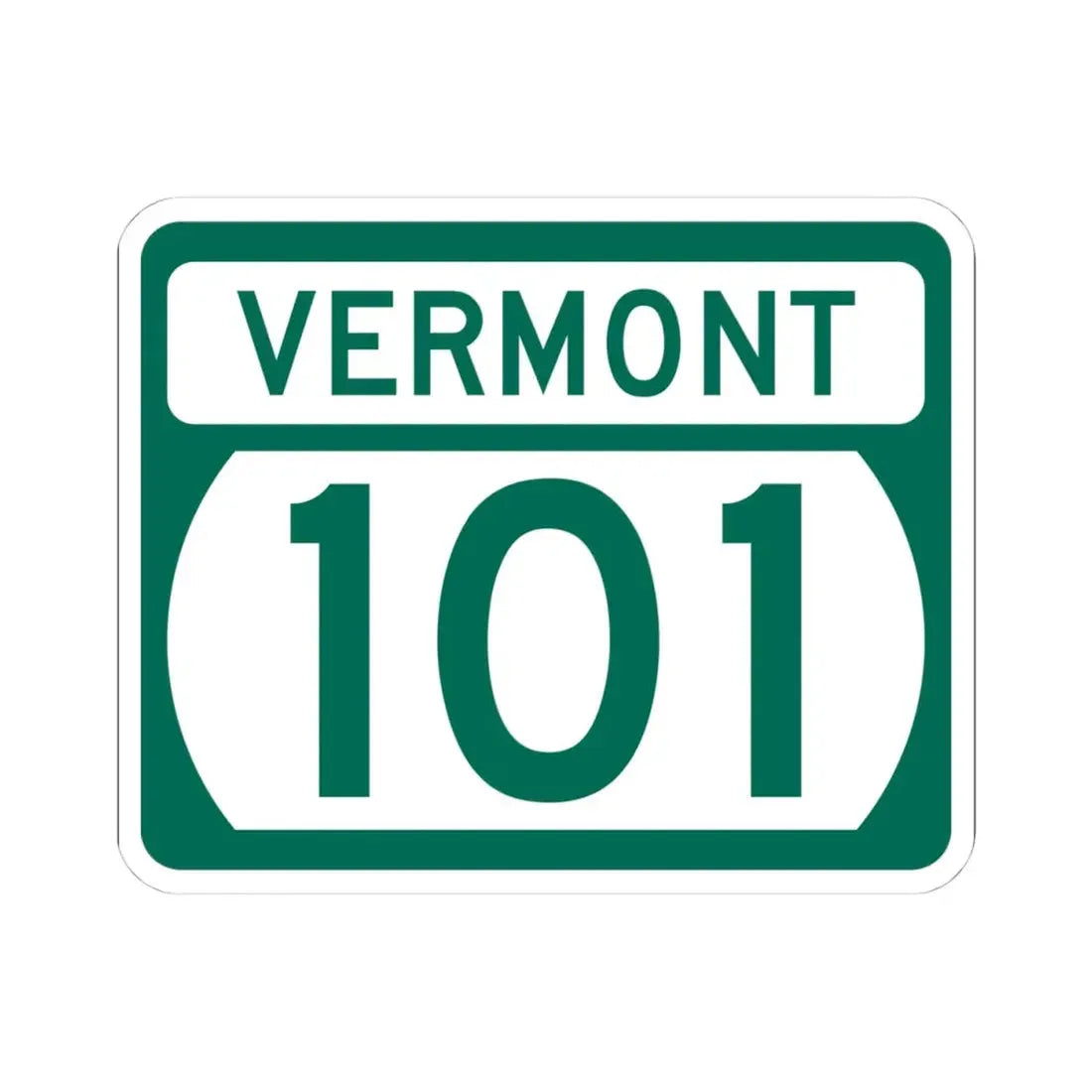 Vermont 101 (Vermont) (Road Sign) STICKER Vinyl Kiss-Cut Decal 4 Inch White - The Sticker Space