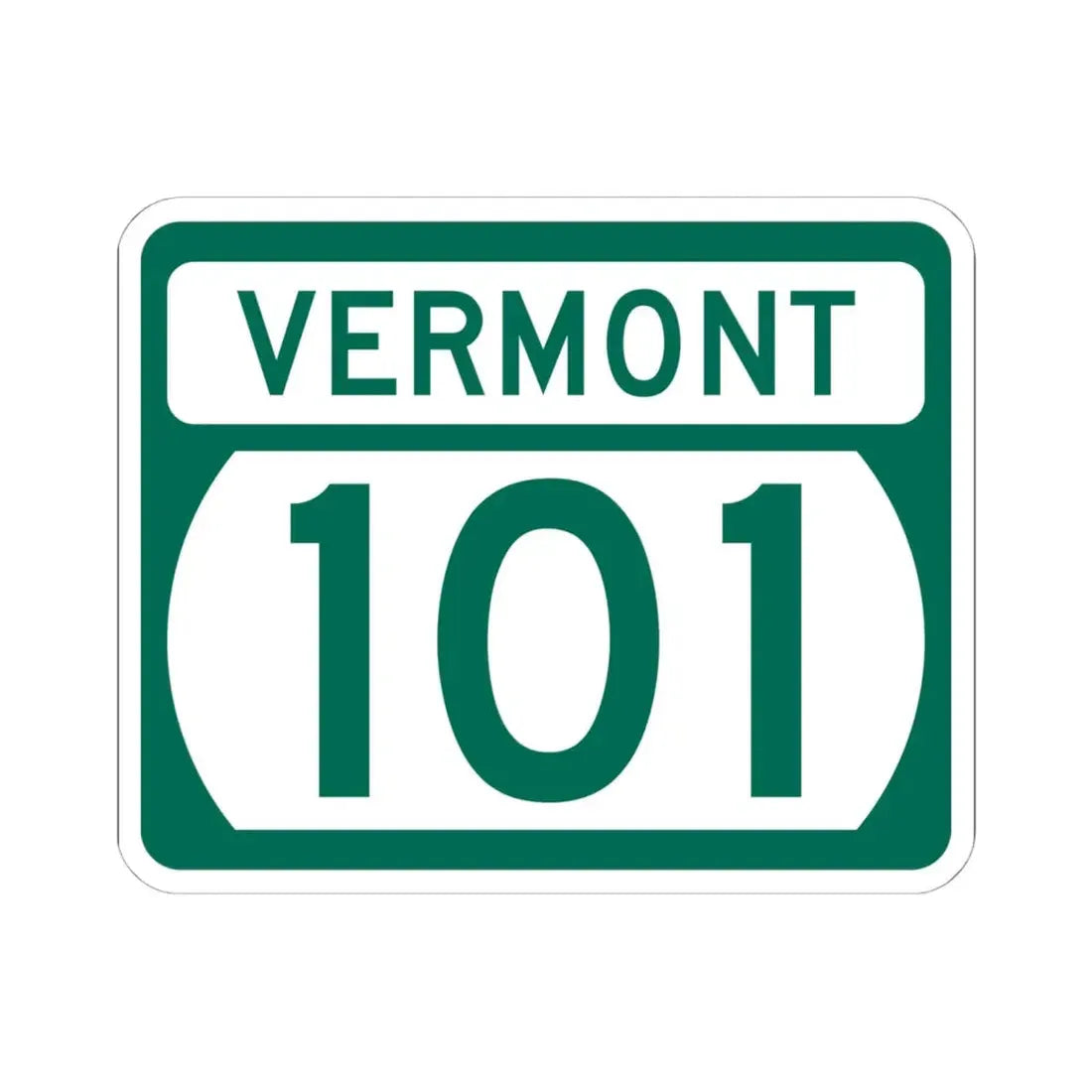 Vermont 101 (Vermont) (Road Sign) STICKER Vinyl Kiss-Cut Decal 6 Inch White - The Sticker Space