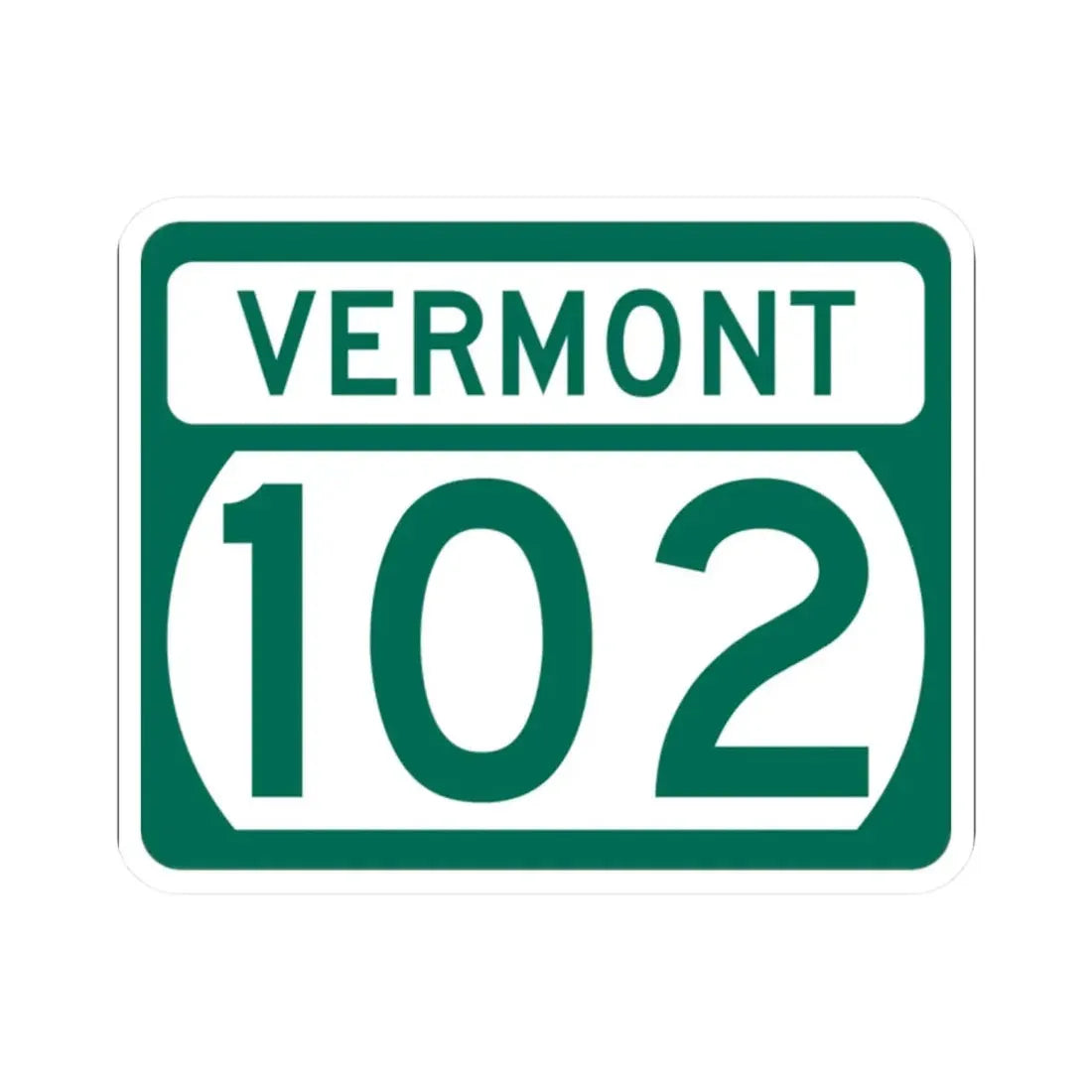 Vermont 102 (Vermont) (Road Sign) STICKER Vinyl Kiss-Cut Decal 2 Inch White - The Sticker Space