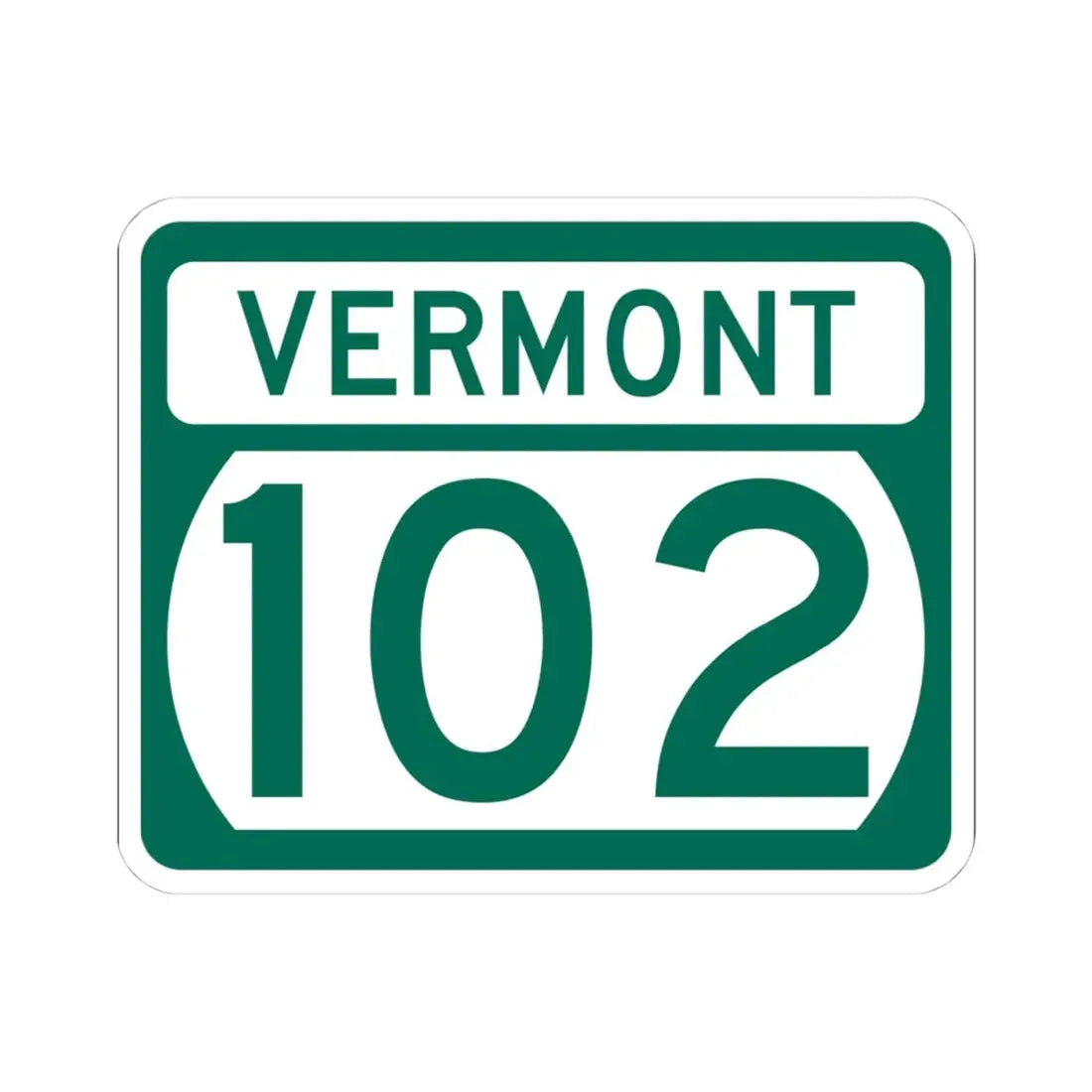 Vermont 102 (Vermont) (Road Sign) STICKER Vinyl Kiss-Cut Decal 4 Inch White - The Sticker Space