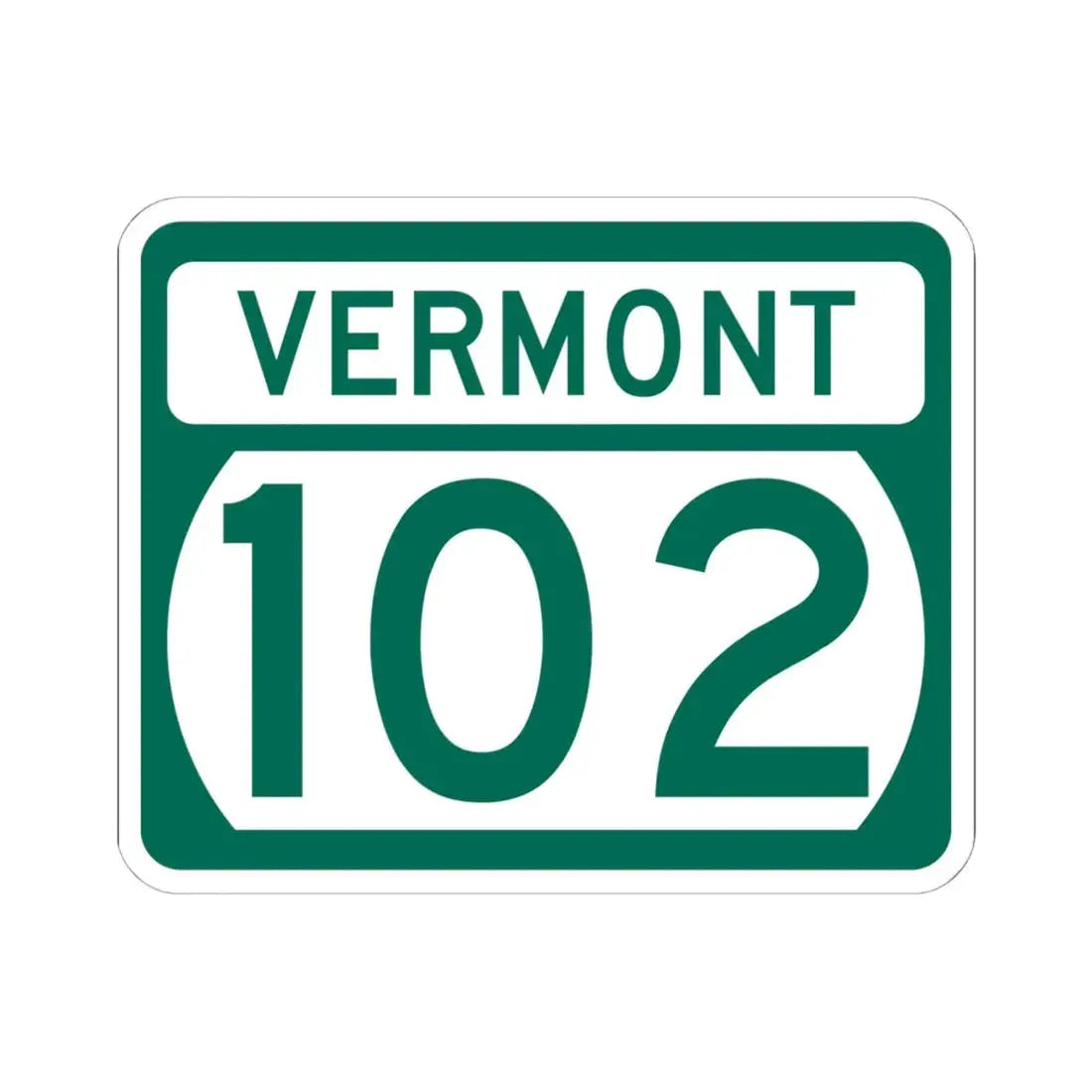 Vermont 102 (Vermont) (Road Sign) STICKER Vinyl Kiss-Cut Decal 6 Inch White - The Sticker Space