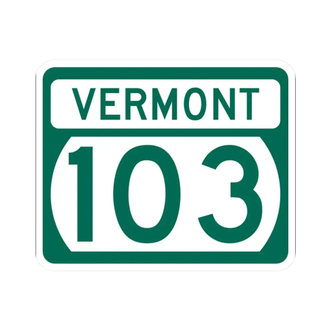 Vermont 103 (Vermont) (Road Sign) STICKER Vinyl Kiss-Cut Decal 2 Inch White - The Sticker Space