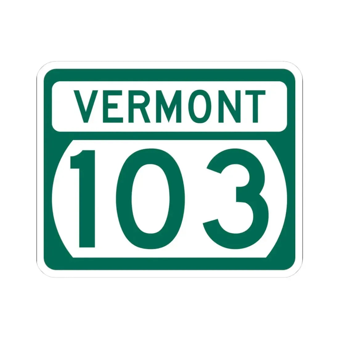 Vermont 103 (Vermont) (Road Sign) STICKER Vinyl Kiss-Cut Decal 3 Inch White - The Sticker Space