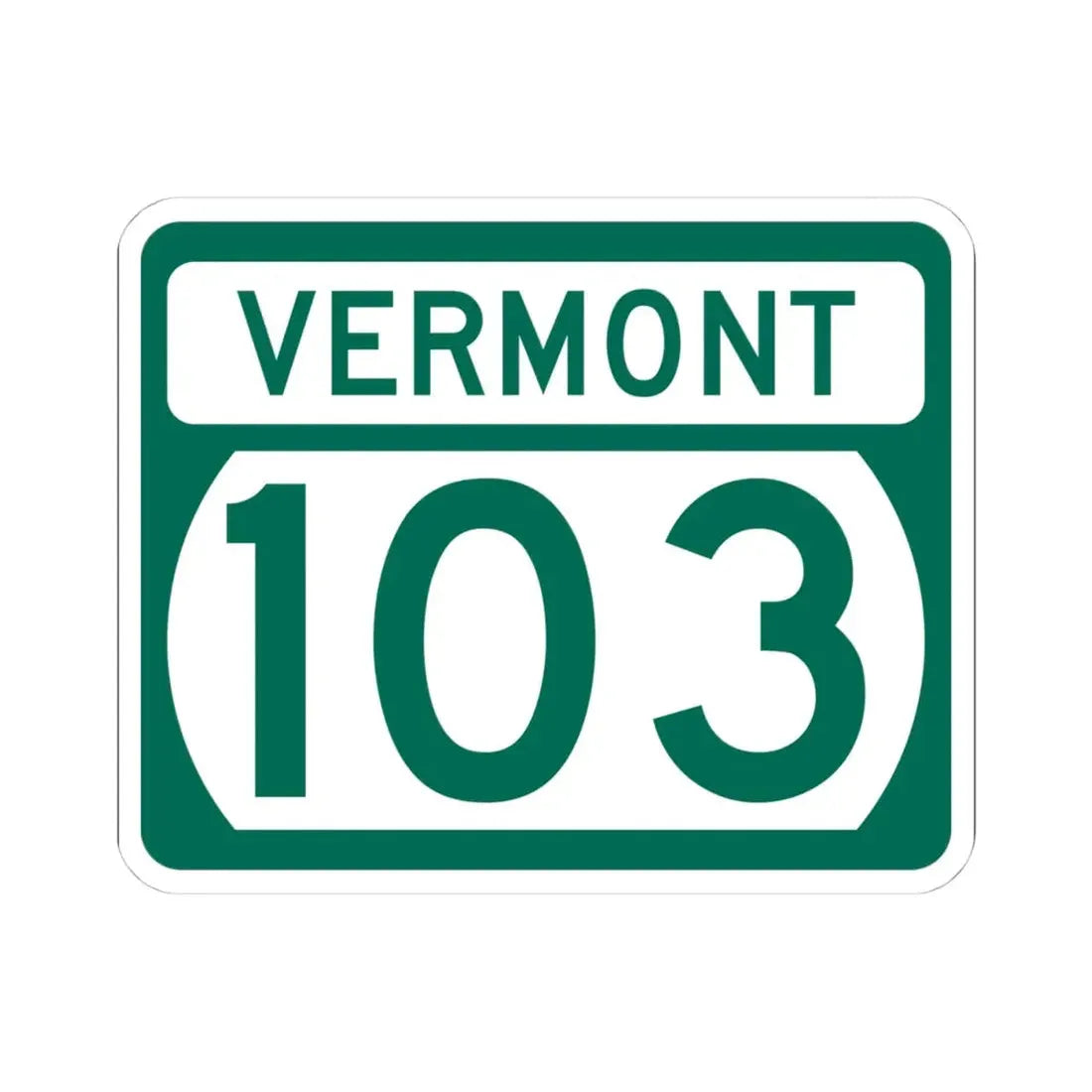 Vermont 103 (Vermont) (Road Sign) STICKER Vinyl Kiss-Cut Decal 4 Inch White - The Sticker Space