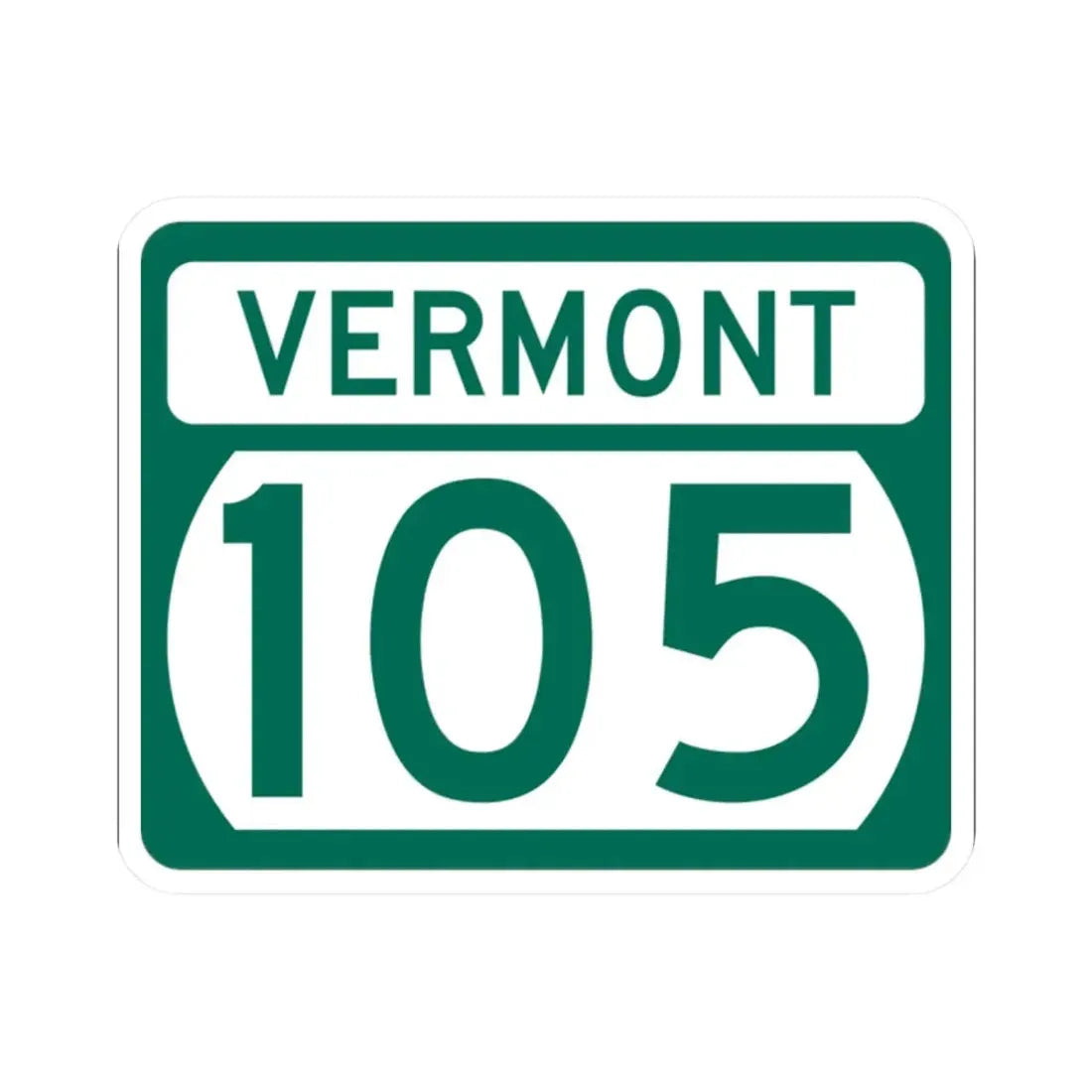Vermont 105 (Vermont) (Road Sign) STICKER Vinyl Kiss-Cut Decal 2 Inch White - The Sticker Space