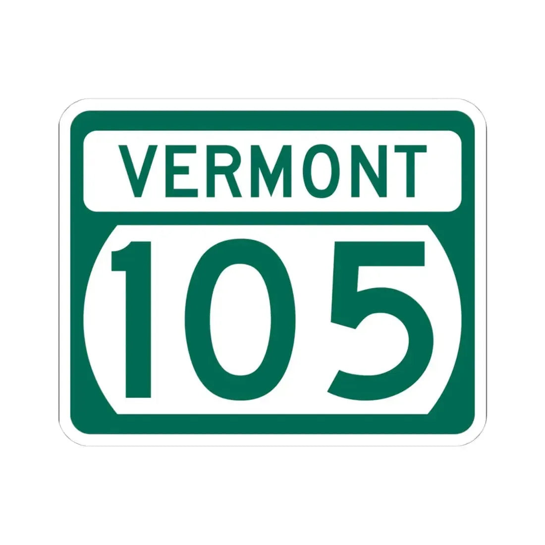 Vermont 105 (Vermont) (Road Sign) STICKER Vinyl Kiss-Cut Decal 4 Inch White - The Sticker Space