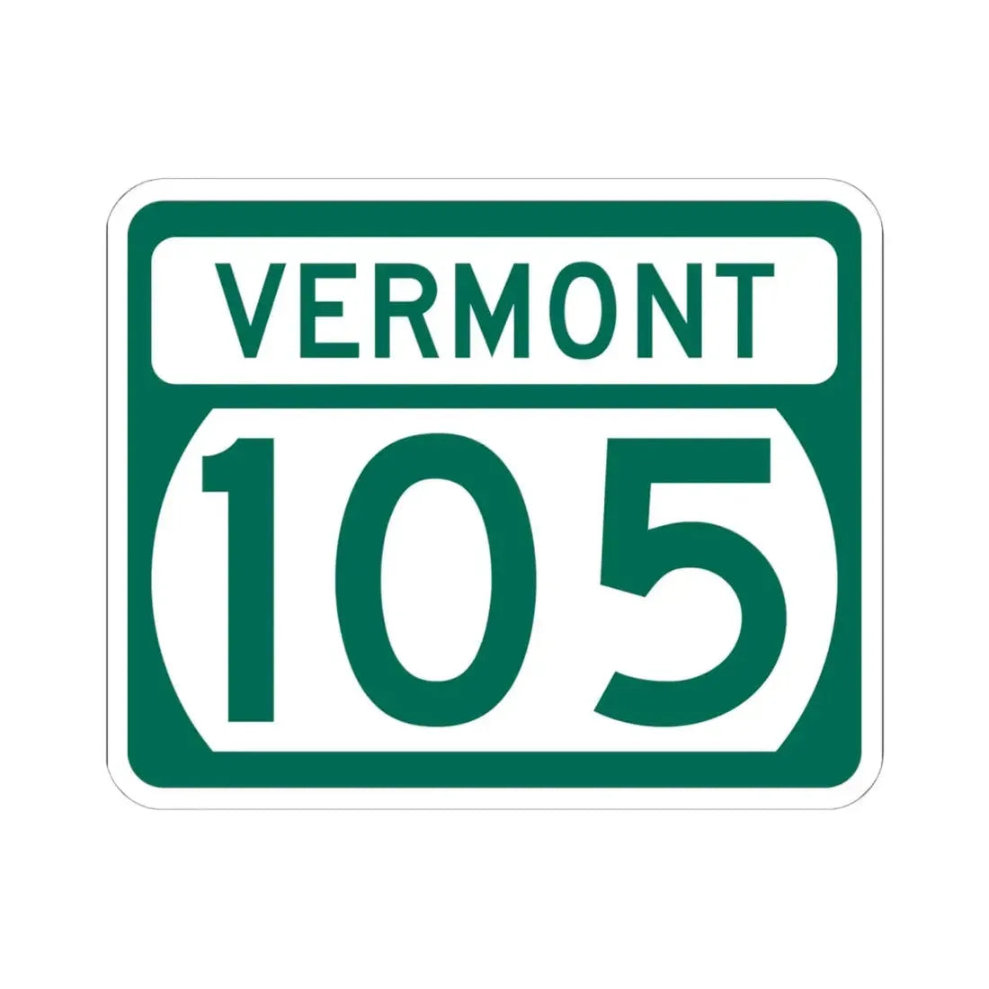 Vermont 105 (Vermont) (Road Sign) STICKER Vinyl Kiss-Cut Decal 6 Inch White - The Sticker Space