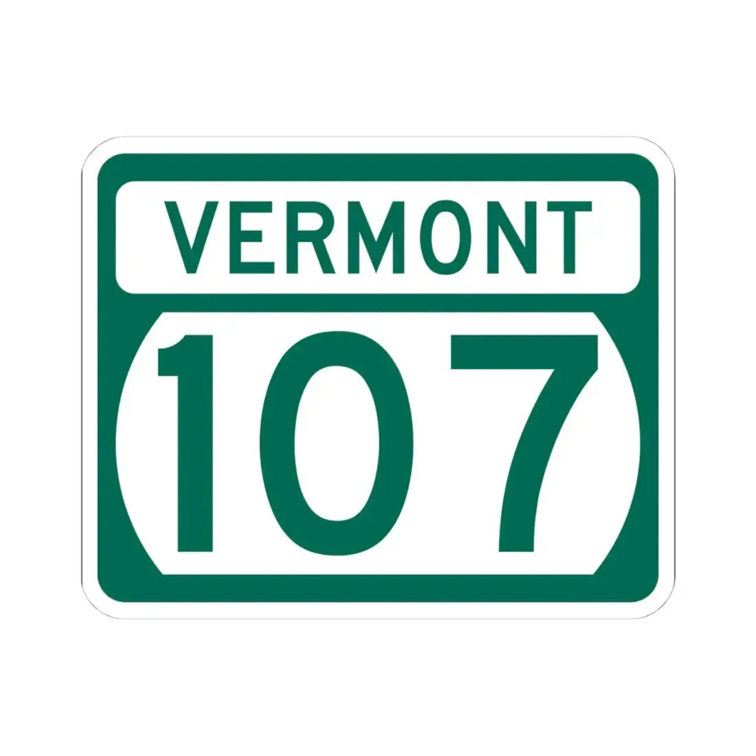 Vermont 107 (Vermont) (Road Sign) STICKER Vinyl Kiss-Cut Decal 4 Inch White - The Sticker Space