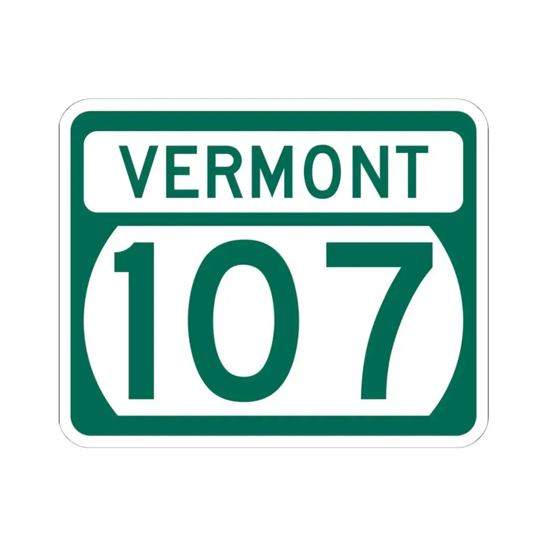 Vermont 107 (Vermont) (Road Sign) STICKER Vinyl Kiss-Cut Decal 6 Inch White - The Sticker Space
