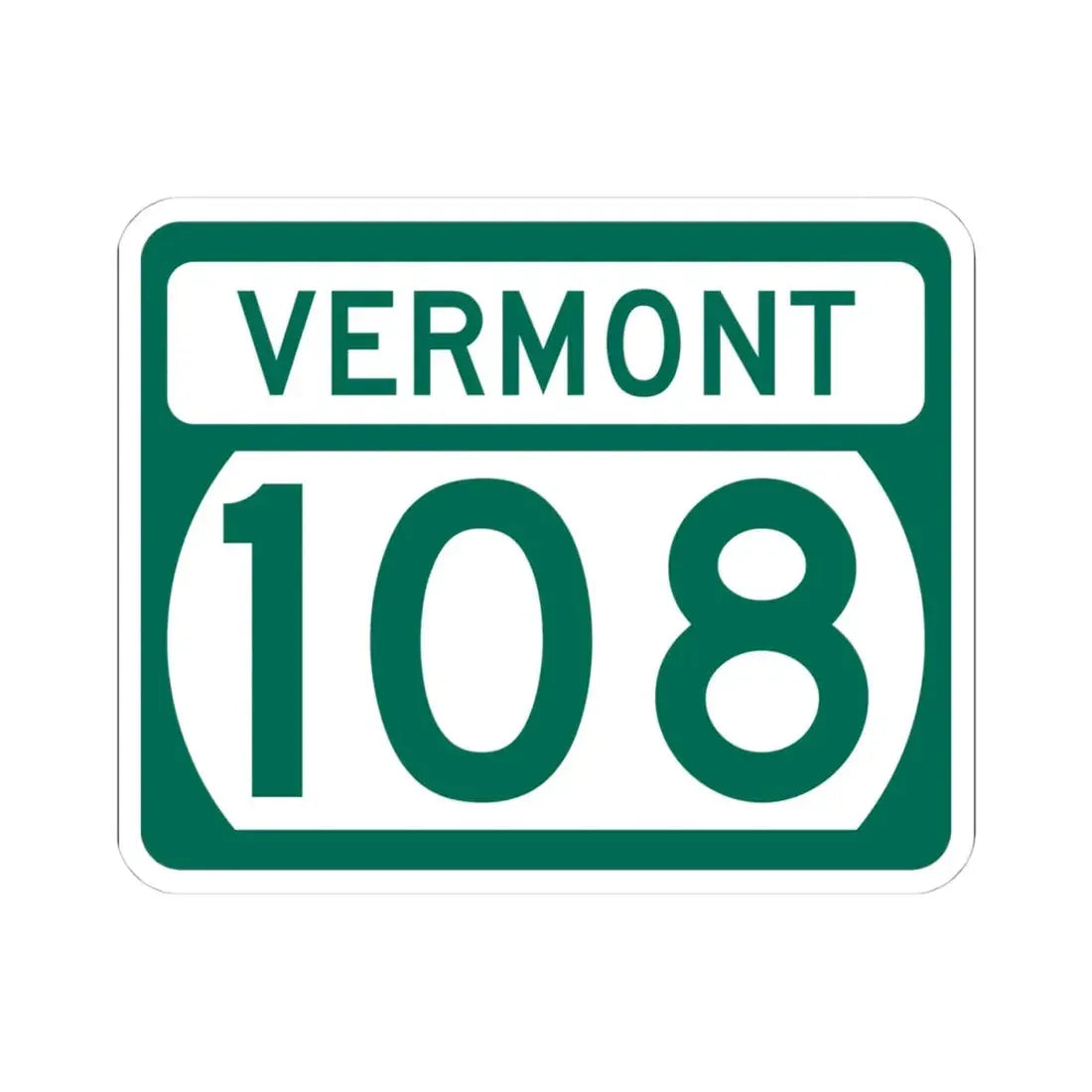 Vermont 108 (Vermont) (Road Sign) STICKER Vinyl Kiss-Cut Decal 4 Inch White - The Sticker Space
