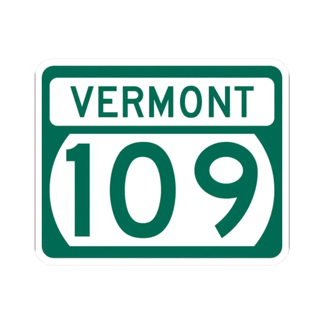 Vermont 109 (Vermont) (Road Sign) STICKER Vinyl Kiss-Cut Decal 2 Inch White - The Sticker Space