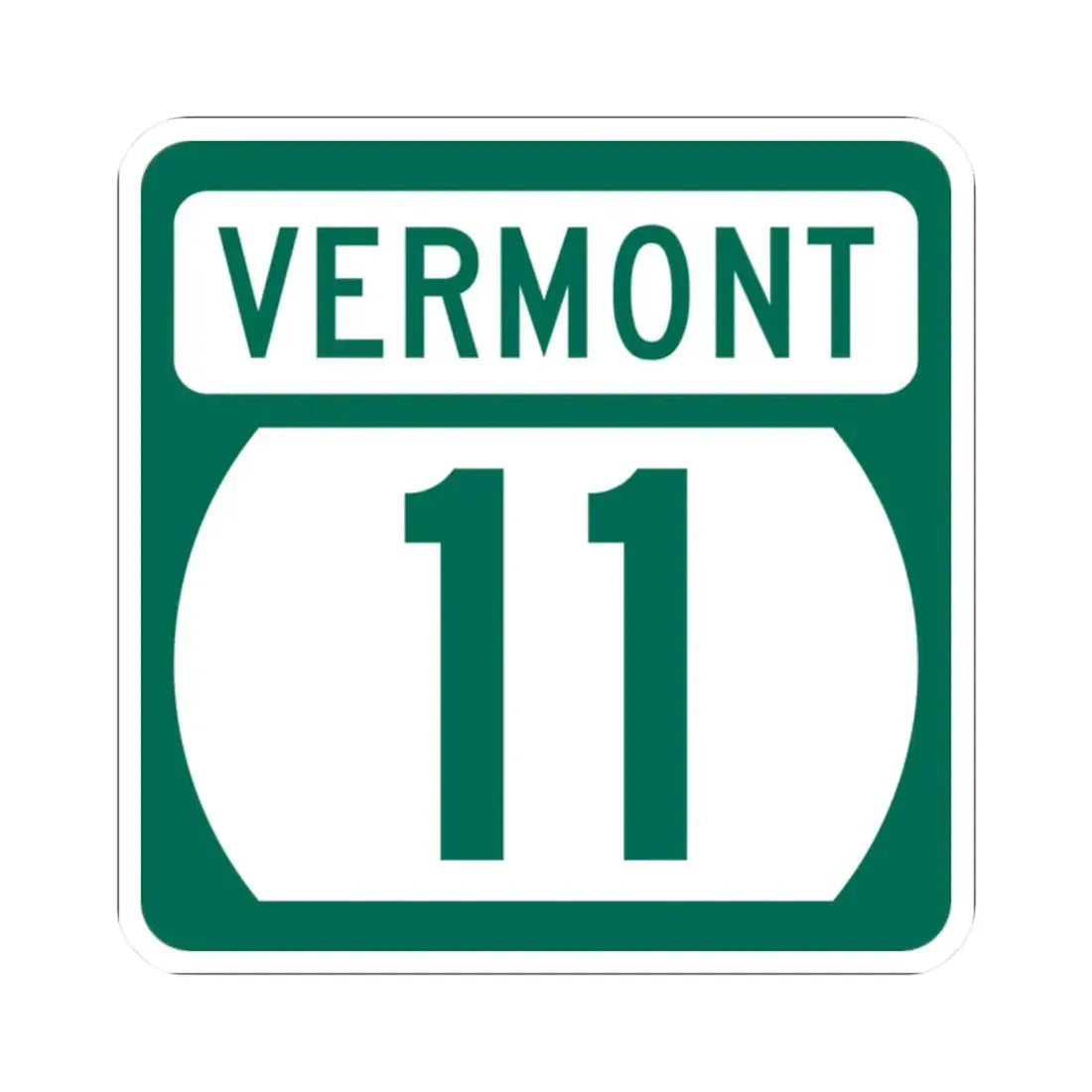 Vermont 11 (Vermont) (Road Sign) STICKER Vinyl Kiss-Cut Decal 2 Inch White - The Sticker Space