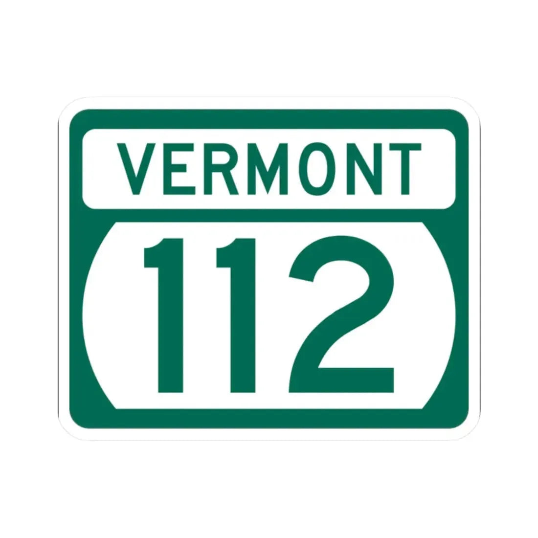 Vermont 112 (Vermont) (Road Sign) STICKER Vinyl Kiss-Cut Decal 2 Inch White - The Sticker Space