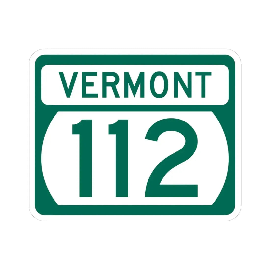 Vermont 112 (Vermont) (Road Sign) STICKER Vinyl Kiss-Cut Decal 3 Inch White - The Sticker Space