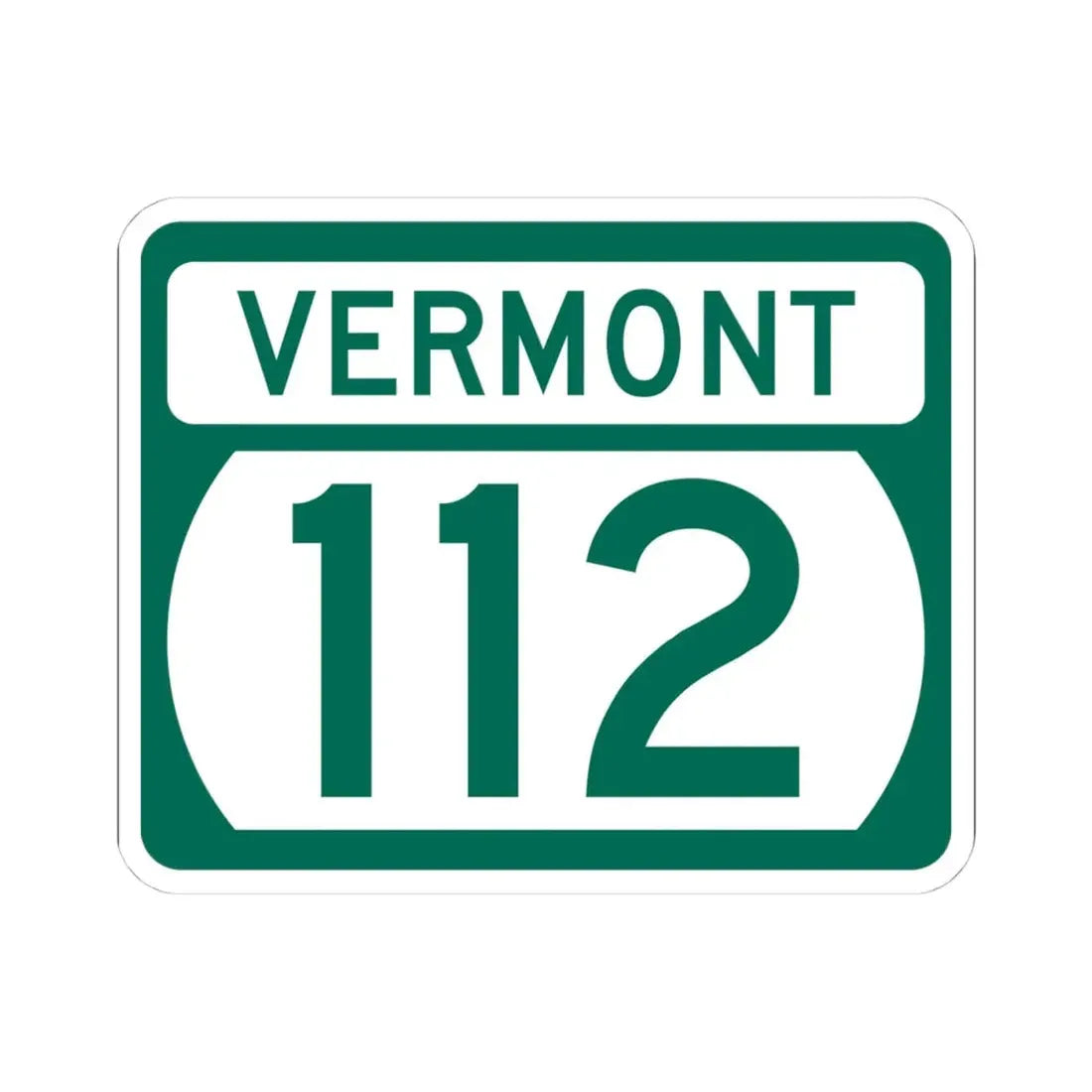 Vermont 112 (Vermont) (Road Sign) STICKER Vinyl Kiss-Cut Decal 4 Inch White - The Sticker Space