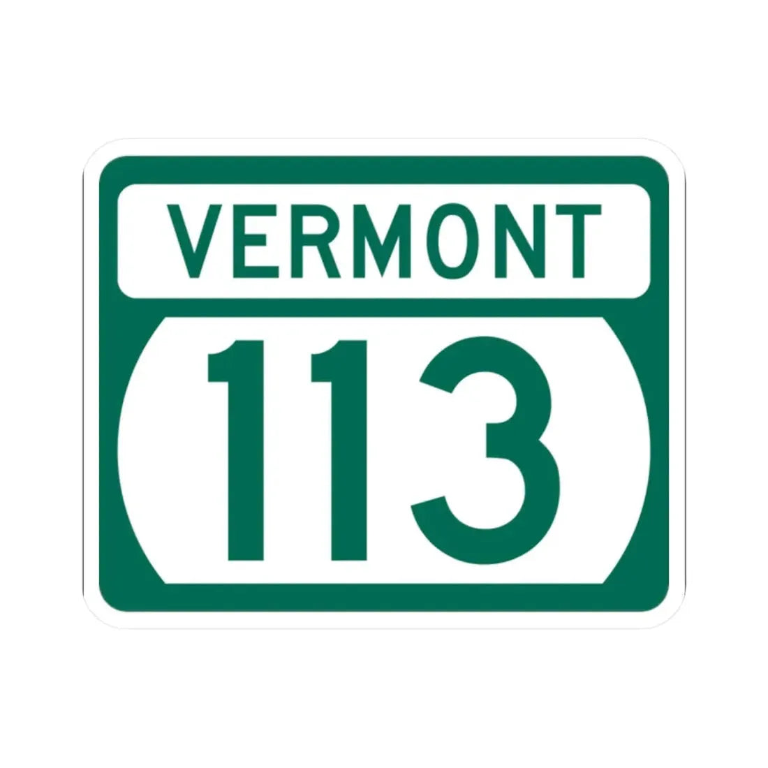 Vermont 113 (Vermont) (Road Sign) STICKER Vinyl Kiss-Cut Decal 2 Inch White - The Sticker Space
